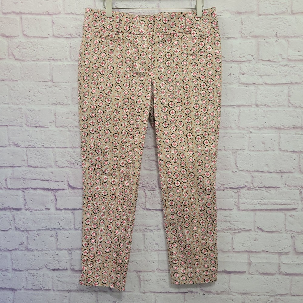 LOFT Ann Taylor Marisa Pants 6 Geometric Medallion Ankle Cropped Stretch Boho